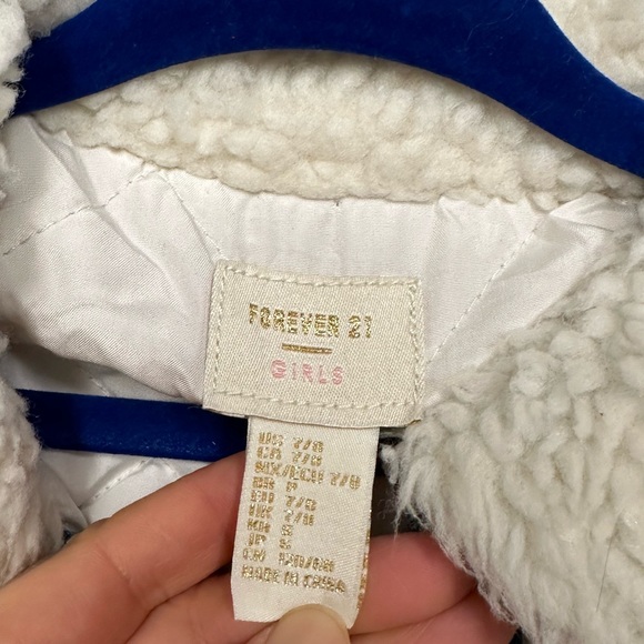NWT Forever 21 Girls Denim Trim Sherpa Jacket - Picture 4 of 4